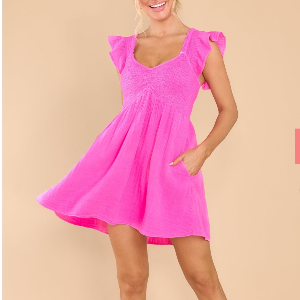Loveshackfancy Athalia Flirty Fuchsia Dress